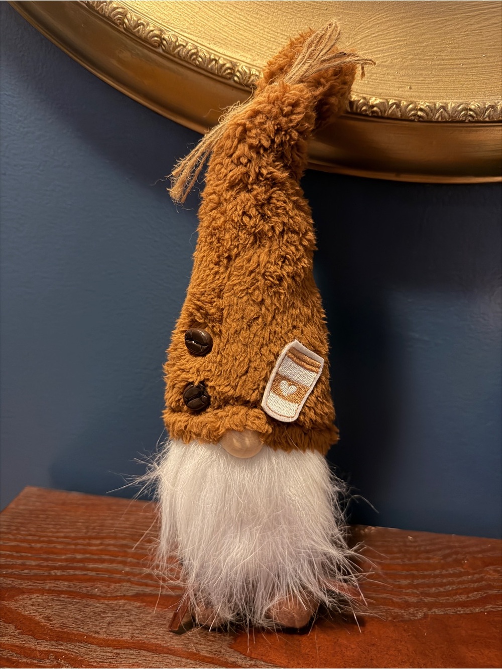Cozy Brown Gnome Figurine with White Beard